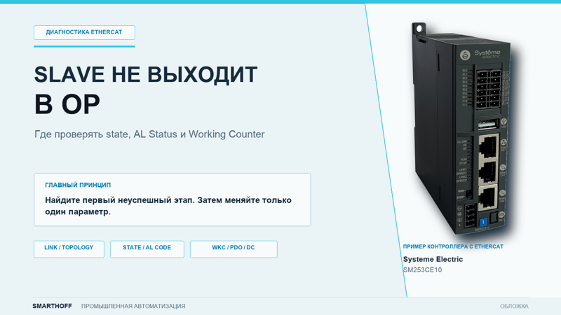 Диагностика EtherCAT: как найти ошибку по состоянию slave и Working Counter