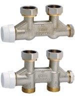 Клапан для компакт-радиаторов, термостатический H-блок Therafix, угловой, 3/4" наруж., для однотрубн