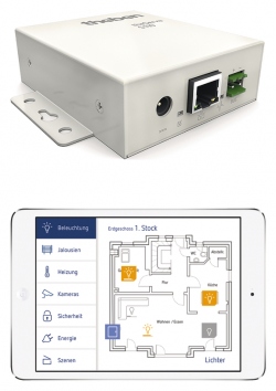 Микросервер визуализации theServa S110 KNX для управления освещением, отоплением, приводами жалюзи с помощью смартфона/планшета/ПК