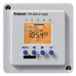 Таймер цифровой TR 684-2 top2, настенный, недельная программа, 2 канала, 56 ячеек памяти, IP 20