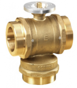 Трехходовой регулирующий шаровой клапан, PN25, 2…120 °C, DN25, G1 1/2", Kvs 6,3