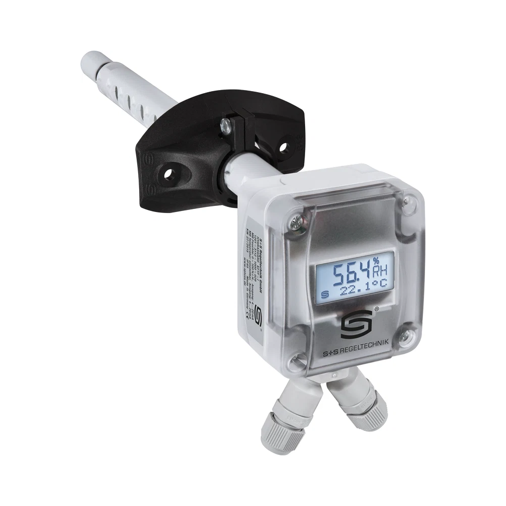 Канальный датчик влажности и температуры, 0...100 % отн. вл., +/- 2 %, -35...+80°C, Modbus, дисплей, 1201-3216-1200-030