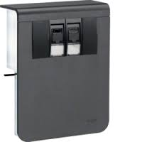 Держатель устройств SL new, c двумя разъёмами - 2xRJ45 Кат.6 UAE WE (8/8), для профиля 20х115 мм, PC/ABS без галогенов, RAL9011 графитово-чёрный