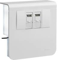Держатель устройств SL new, c двумя разъёмами - 2xRJ45 Кат.6 UAE WE (8/8), для профиля 20х80мм, PC/ABS, без галогенов, RAL9010 чисто белый