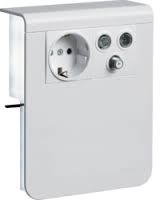 Держатель устройств SL new, c розетками Schuko (L+N+PE), 16A, 250A AC и RTV/SAT оконечной, для профиля 20х115мм, PC/ABS, безгалогеновый, чисто белый