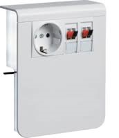 Держатель устройств SL new, c розетками Schuko (L+N+PE), 16A, 250A AC и для громкоговорителей, для профиля 20х115мм, PC/ABS, безгалогеновый, белый