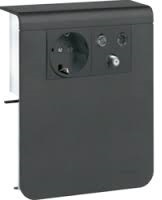 Держатель устройств SL new, c розетками Schuko (L+N+PE),16A, 250A AC и RTV/SAT оконечной,для профиля 20х115мм,PC/ABS,безгалогеновый, графитово-чёрный