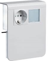 Держатель устройств SL new, c розеткой Schuko (L+N+PE), 16A, 250A AC и LED табло 230В, для профиля 20х115 мм, PC/ABS, безгалогеновый, чисто белый