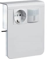 Держатель устройств SL new, c розеткой Schuko (L+N+PE), 16A, 250A AC, выключатель с датчиком движения, для проф. 20х115мм, PC/ABS, безгалоген., белый
