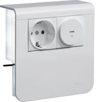 Держатель устройств SL new, c розеткой Schuko (L+N+PE), 16A, 250A AC, модуль УЗИП 16A, 230В АС типIII, для проф.20х80мм, PC/ABS, безгалоген., белый