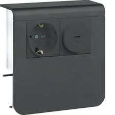 Держатель устройств SL new, c розеткой Schuko(L+N+PE), 16A, 250A AC, модуль УЗИП 16A, 230В АС типIII, для проф.20х80мм, PC/ABS, безгалоген., чёрный