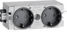 Розетка Schuko Ecoline двукратная, 16A, 230В АС, в С-профиль, цвет гнёзд антрацит RAL9011
