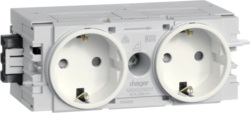 Розетка Schuko Ecoline двукратная, 16A, 230В АС, в С-профиль, цвет гнёзда RAL9001