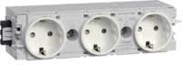 Розетка Schuko Ecoline тройная, 16A, 230В АС, в С-профиль, цвет гнёзд RAL9001