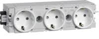 Розетка Schuko Ecoline тройная, 16A, 230В АС, в С-профиль, цвет гнёзд RAL9010,