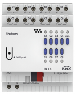 Актуатор RM 8 S KNX, 8 каналов, на DIN-рейку, 4 модуля, IP 20