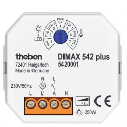 Универсальный диммер DIMAX 542 plus, для L, R, и С нагрузок, врезной монтаж, 230 В, IP 20