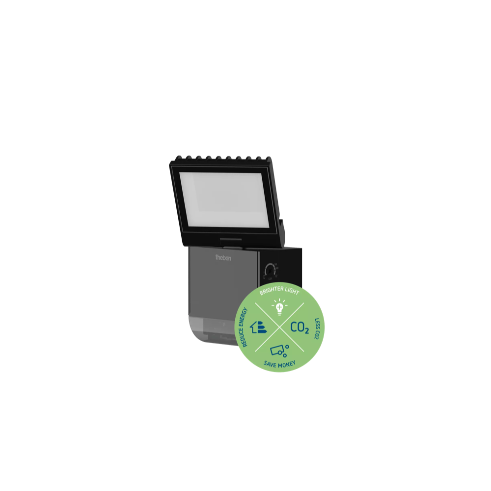 theLeda S8-100 BK, датчик движения 10м, 180°, с LED-прожектором 8,5Вт, 900lm, 4000К, черный, IP55