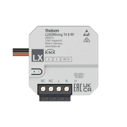 LUXORliving T4 S RF, интерфейс кнопок, 4 канала, 1х NTC (рекоментуем арт. 9070496), скрытый монтаж