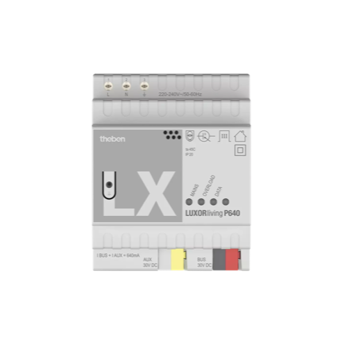 LUXORliving P640, источник питания, 640 mA, 30VDC ± 2V, SELV, 4TE, DIN