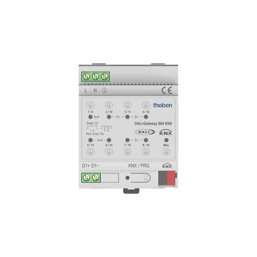 DALI-Gateway S64 KNX, DALI-шлюз KNX, 1х 64 DALI-устройств, DIN, 4TE