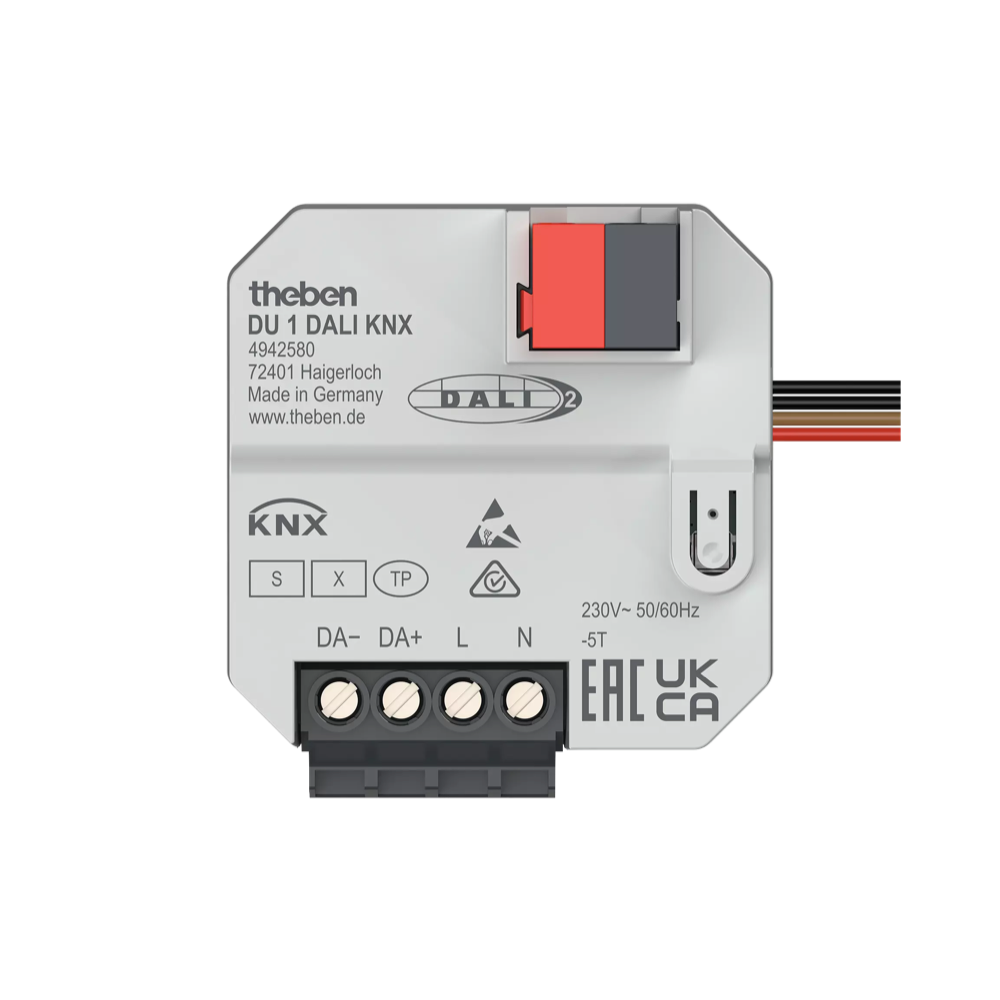 DU 1 DALI KNX, DALI-интерфейс, до 30 ECG, 2 бинарных входа, RGB, RGBW, Tunable White, DT-8, скрытый монтаж, IP20
