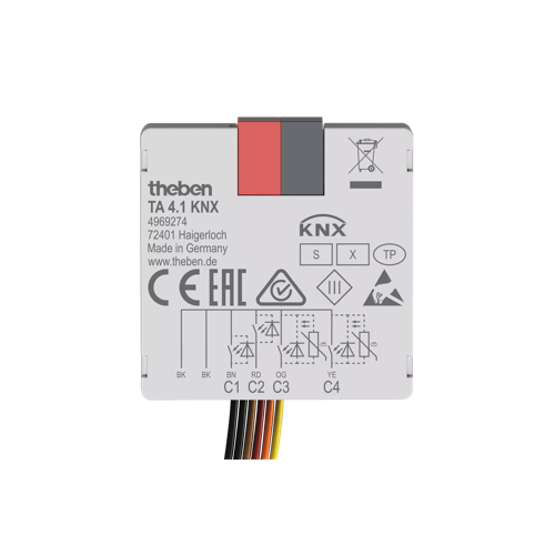 TA 4.1 KNX, универсальные бинарные входы/выходы, 4х 5В/3мА, 2х NTC входа (-5°C...+100°C, рекомендуем арт. 9070321, 9070459, 9070496), IP20, скрытый монтаж