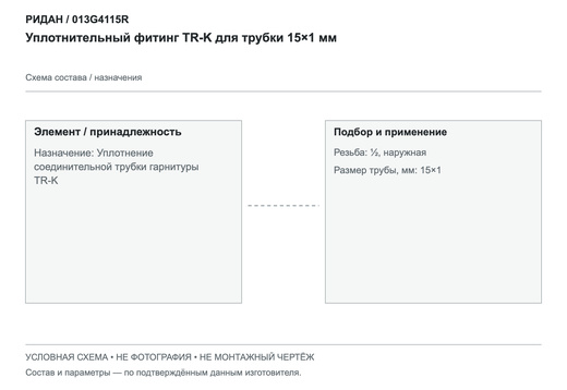 Уплотнительный фитинг TR-K для трубки 15×1 мм — Ридан 013G4115R