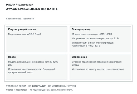Узел АУУ-AQT-218-40-40-C-S Лев 0-10 В L — Ридан 122W0103LR