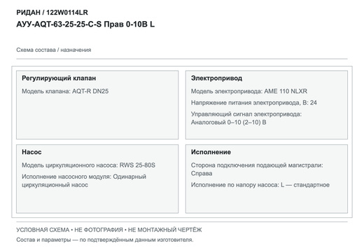 Узел АУУ-AQT-63-25-25-C-S Прав 0-10 В L — Ридан 122W0114LR