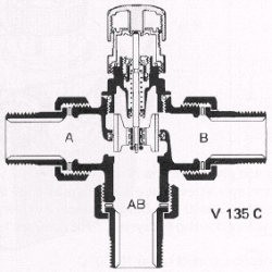 3-х ходовой клапан, PN16, Tmax 120 °C, Pmax=10бар, наружная резьба, Kvs 5,0