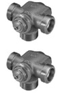 Термостатический 3-ходовой клапан V2076  V2076, Ру10, 130 С, dPmax=1 бар, красная бронза, настраиваемый 1/2", правое подключение