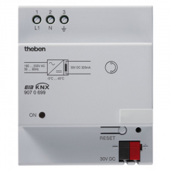 Блок питания со встроенным дросселем PS KNX 320, 1 выход 30 В=, 320 мА, IP 20, монтаж на DIN рейку