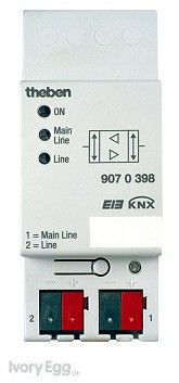 Шинный коплер Line coupler, гальваническая развязка линий, 2 шинных клемника для подключения линий, установка на DIN рейку