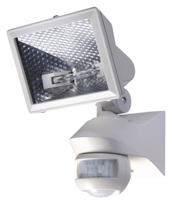 Датчик движения LUXA 102-150/150W, белый, с прожектором, угол 150°, зона обнаружения до 12 м, IP 54