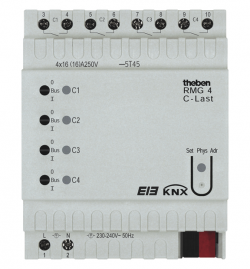 Базовый модуль актуатора RMG 4 C-Load EIB/KNX Mix, 4-канальный, расширение до 12 каналов, монтаж на DIN рейку, IP 20
