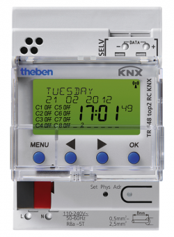 Таймер TR 648 top 2 RC KNX, 8-канальный, годовой с астрономической программой, монтаж на DIN рейку, 10 мА, IP 20